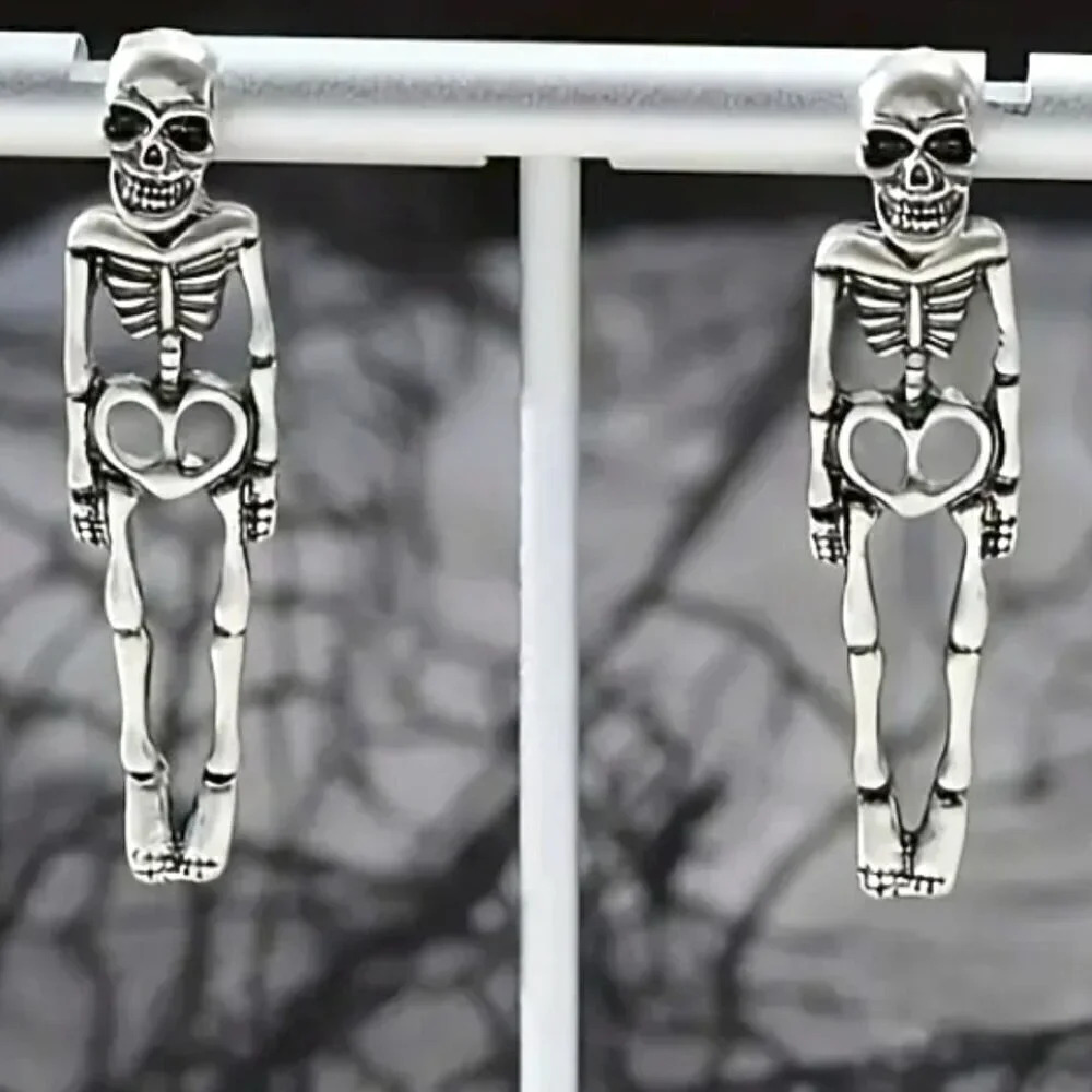 Women's Girls Skeleton Alloy Dangle Earrings Retro Jewelry Festival Ornament